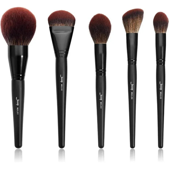 Jessup Large Face Makeup Premium  Synthetic Brushes 5pcs Phantom Black T273 - Picture 1 of 10